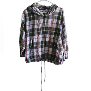 Vintage MIC Fashion Plaid Hoodie – 100% Cotton Size M